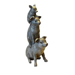 Foto van Parlane decoratief beeld - 3 varkens op elkaar - 15 x 7 x 24 cm