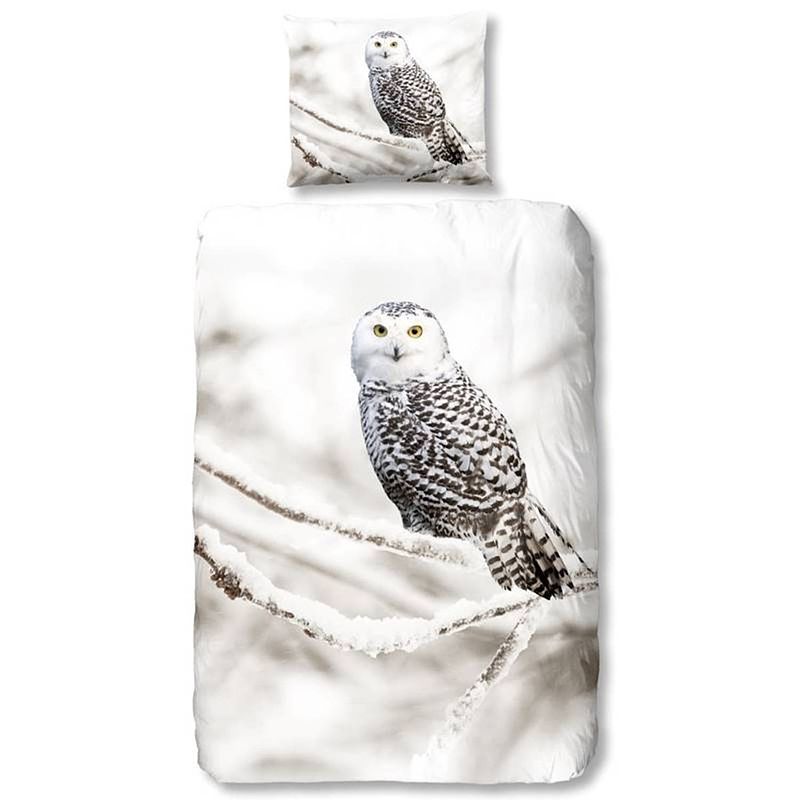 Foto van Good morning snowy owl flanel dekbedovertrek - 1-persoons (140x200/220 cm + 1 sloop)