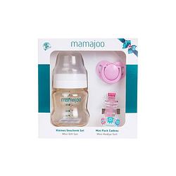 Foto van Mamajoo babyfles 150 ml - mini gift set - speen - koord - roze