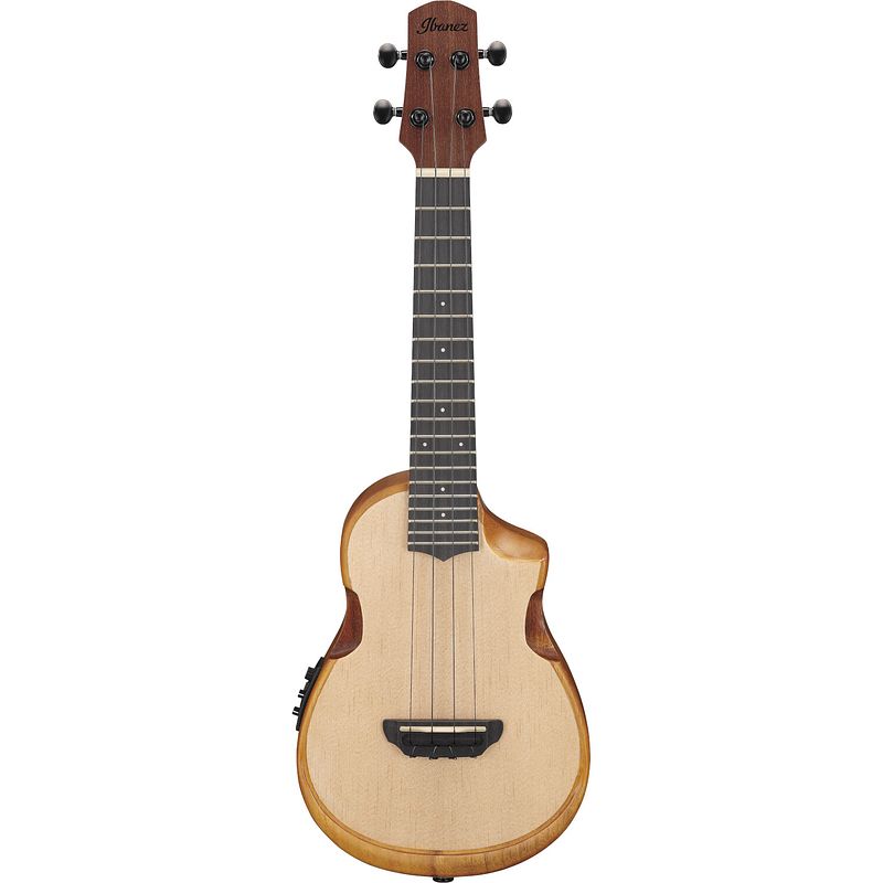 Foto van Ibanez auc10e open pore natural elektrisch-akoestische concert ukelele met gigbag