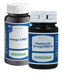 Foto van Bonusan omega-3 msc + vitamine d3 25mcg/1000 ie - combiset