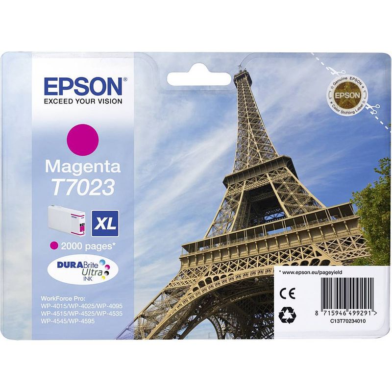 Foto van Epson inkt t7023, xl origineel magenta c13t70234010