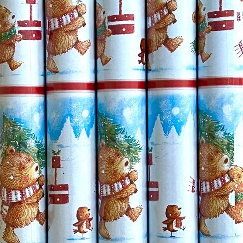 Foto van Christmas bear kerstpapier inpakpapier cadeaupapier voor kerstmis - 2 meter x 70 cm - 5 rollen