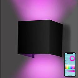 Foto van Gologi slimme wandlamp - binnen/buiten - lamp zwart - smart lamp - waterdicht - energiezuinig/roestvrij - rgb - met app