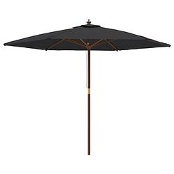 Foto van The living store parasol - houten frame - zwart - 299x240 cm - uv-beschermend polyester