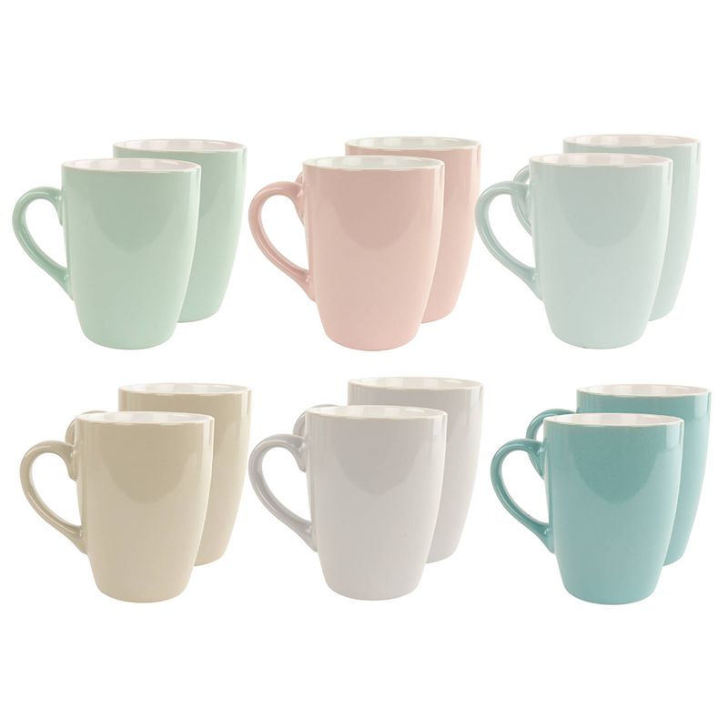 Foto van Otix koffiekopjes - koffiemok - 12 stuks - diverse kleuren - pastel - 300 ml - aardewerk - blossom