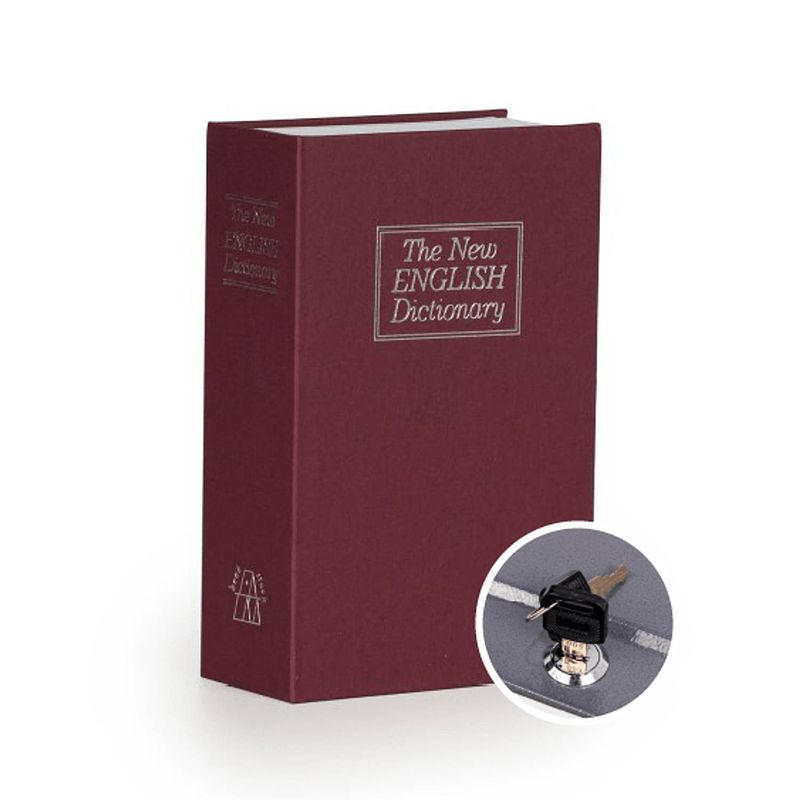 Foto van Securata boek kluis met sleutelslot - bordeaux - 155 x 240 x 55 cm - kluis met sleutel - verborgen kluis in boek