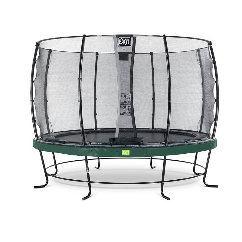 Foto van Exit elegant trampoline met veiligheidsnet economy rond - 366 cm - groen