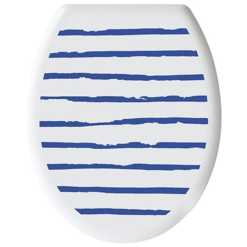 Foto van Gelco design toiletzitting - kunststof scharnieren - polypropyleen - marine motief - majorelle blauw