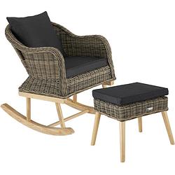 Foto van Tectake® - wicker schommelstoel rovigo met voetenbank vibo - natuur