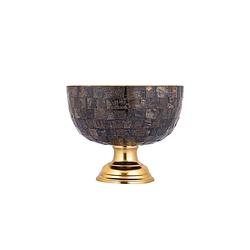 Foto van Ptmd loder gold horn shiny bowl natural horn mosaic tap