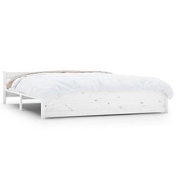 Foto van The living store houten bedframe - massief grenenhout - 205.5 x 205.5 x 51 cm - wit