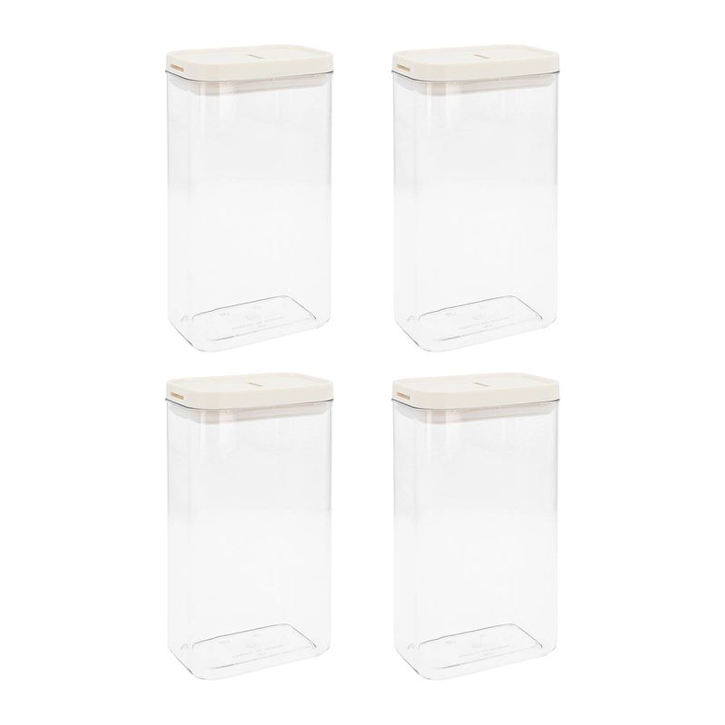 Foto van Krumble voorraadpot rechthoek - set van 4 - 1800 ml - plastic - beige