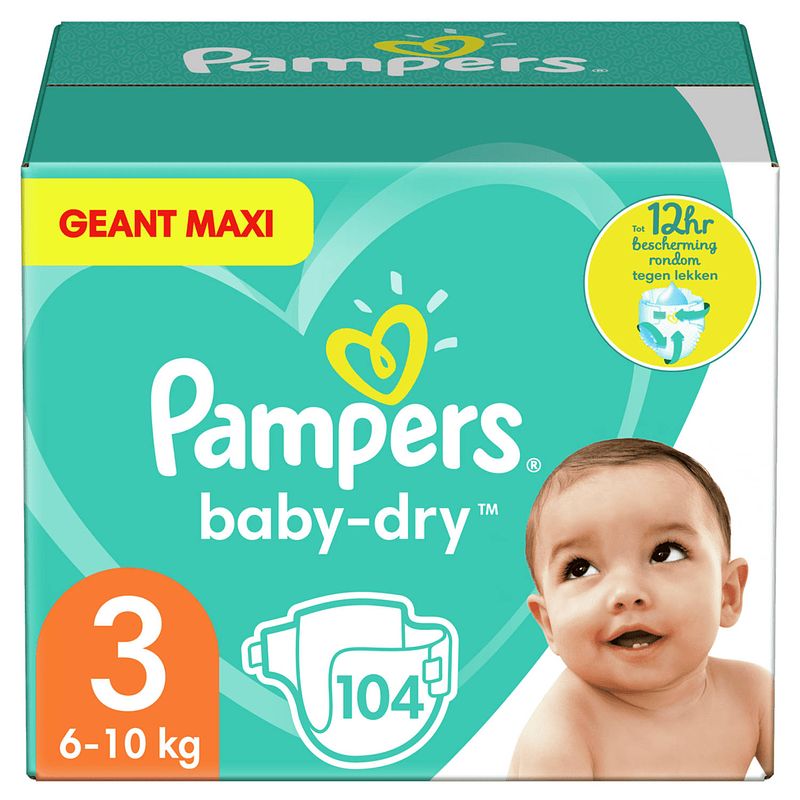 Foto van Pampers baby-dry maat 3, 104 luiers