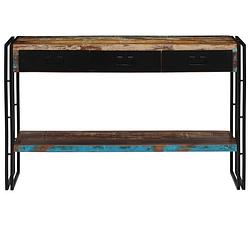 Foto van The living store wandtafel vintage - 120 x 30 x 76 cm - gerecycled hout - 3 lades - 1 schap