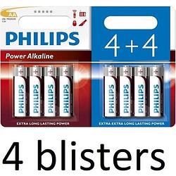 Foto van 32 stuks (4 blisters a 8 st) philips power alkaline batterij lr6p8bp/10