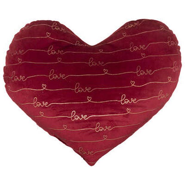 Foto van Sierkussen valentijn/love hartje vorm - rood - 30 x 30 cm - knuffelkussen