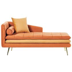 Foto van Beliani gonesse - chaise longue-oranje-fluweel