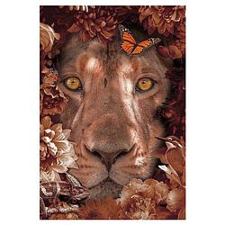 Foto van Ter halle® glasschilderij 120 x 80 cm leeuwin met vlinders