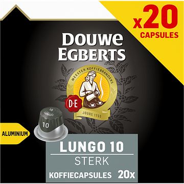 Foto van 2 voor € 8,00 | douwe egberts lungo sterk koffiecups voordeelpak 20 stuks aanbieding bij jumbo