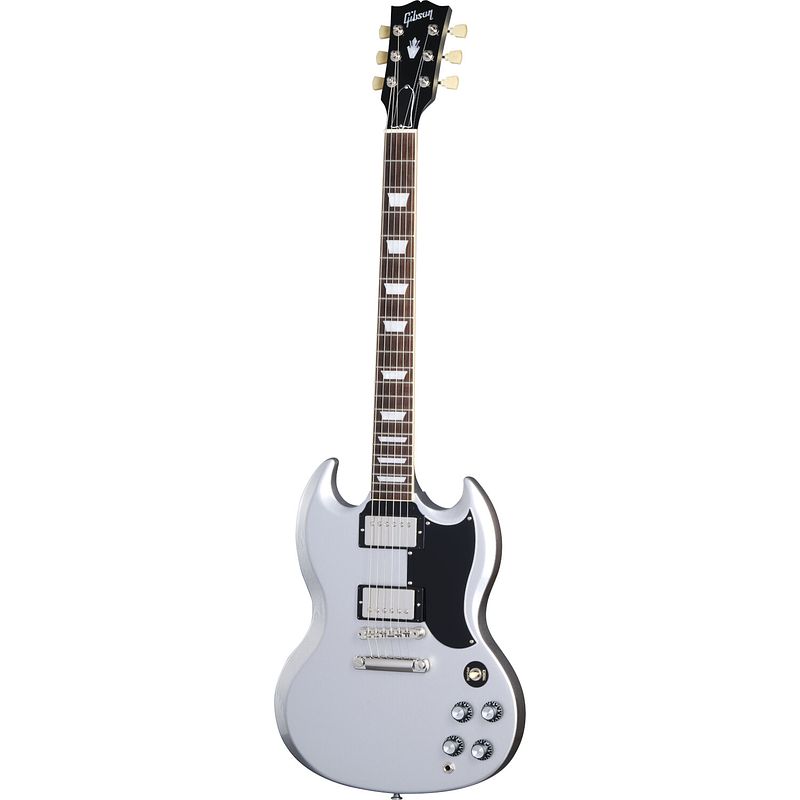 Foto van Gibson original collection sg standard 's61 stop bar silver mist elektrische gitaar met koffer