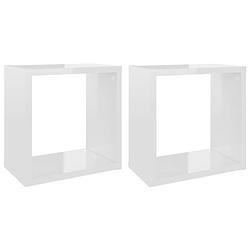 Foto van Vidaxl wandschappen kubus 2 st 26x15x26 cm hoogglans wit