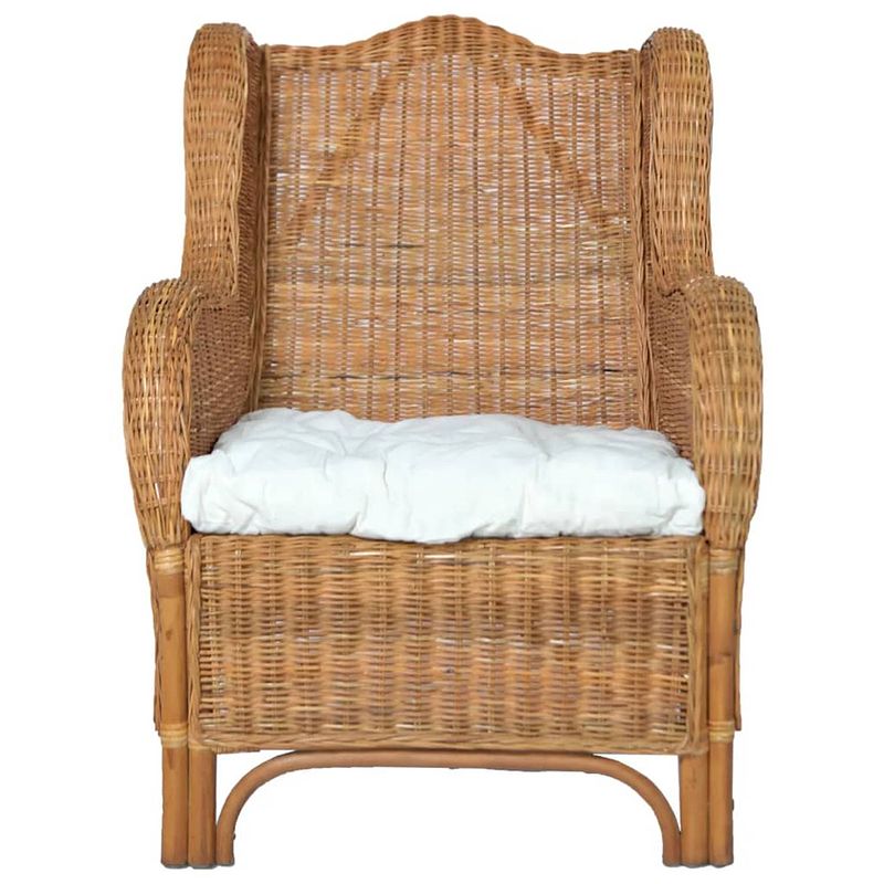 Foto van The living store rattan stoel - lichtbruin - 82 x 66 x 92 cm - inclusief kussen