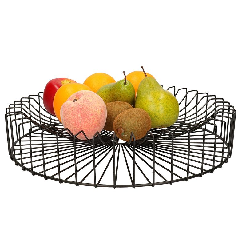 Foto van Metalen fruitmand/fruitschaal zwart rond groot 40 x 6 cm - fruitschalen