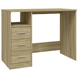 Foto van The living store bureau sonoma eiken - 102x50x76 cm - met 3 lades en 1 open vak