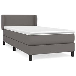 Foto van The living store boxspring met matras kunstleer grijs 80x200 cm - bed