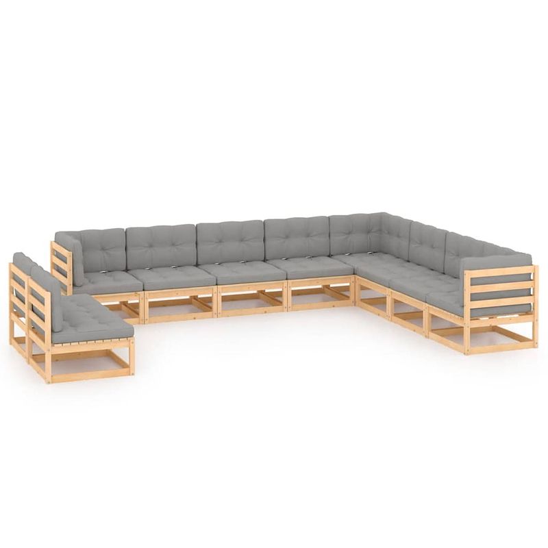 Foto van Vidaxl 10-delige loungeset met kussens massief grenenhout