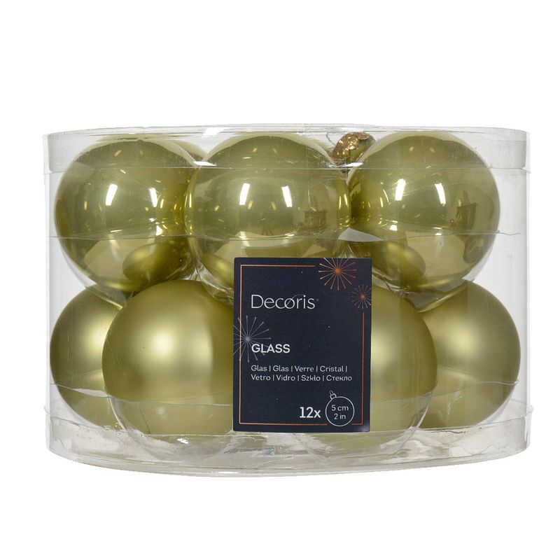 Foto van Decoris - kerstbal glas d5 cm pstch ass 12st kerst