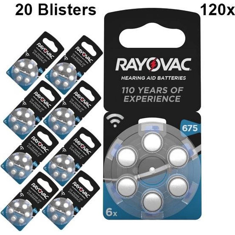 Foto van 120 stuks (20 blisters a 6st) - rayovac akoestische ha675 / 675 / pr44 / zl1 640 mah 1.4v gehoorapparaat batterij