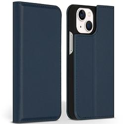 Foto van Accezz premium leather slim book case voor apple iphone 13 mini telefoonhoesje blauw