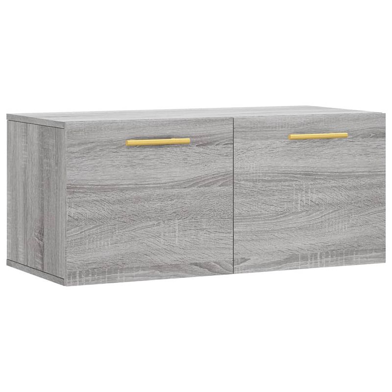 Foto van The living store zwevende wandkast - grijs sonoma eiken - 80 x 36.5 x 35 cm - duurzaam materiaal