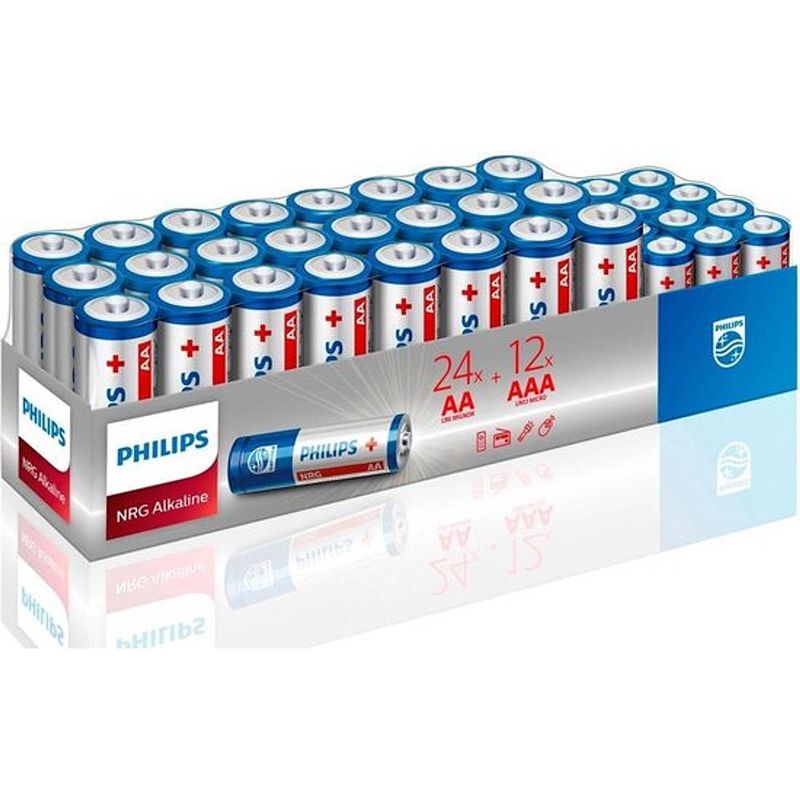 Foto van Philips 24xaa + 12xaaa alkaline batterijen