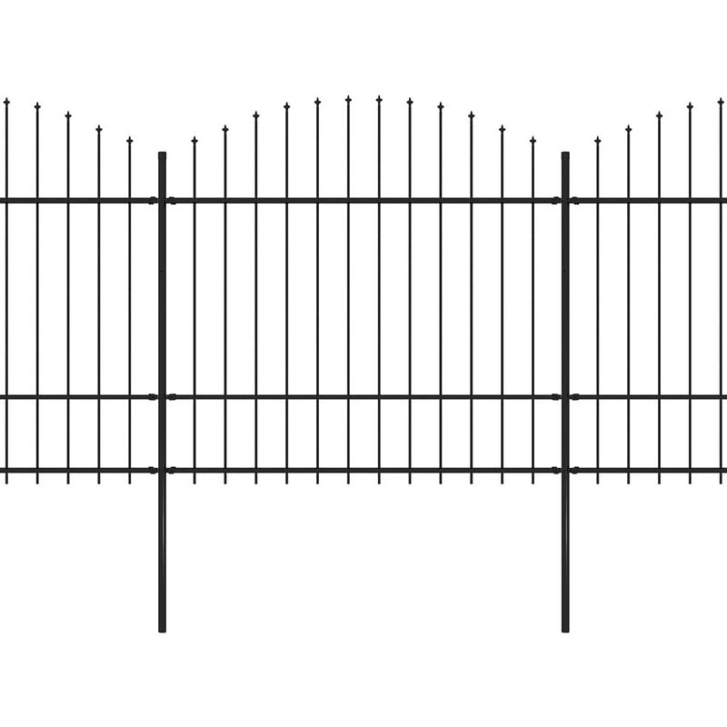 Foto van Infiori tuinhek met speren bovenkant (1,5-1,75)x15,3 m staal zwart