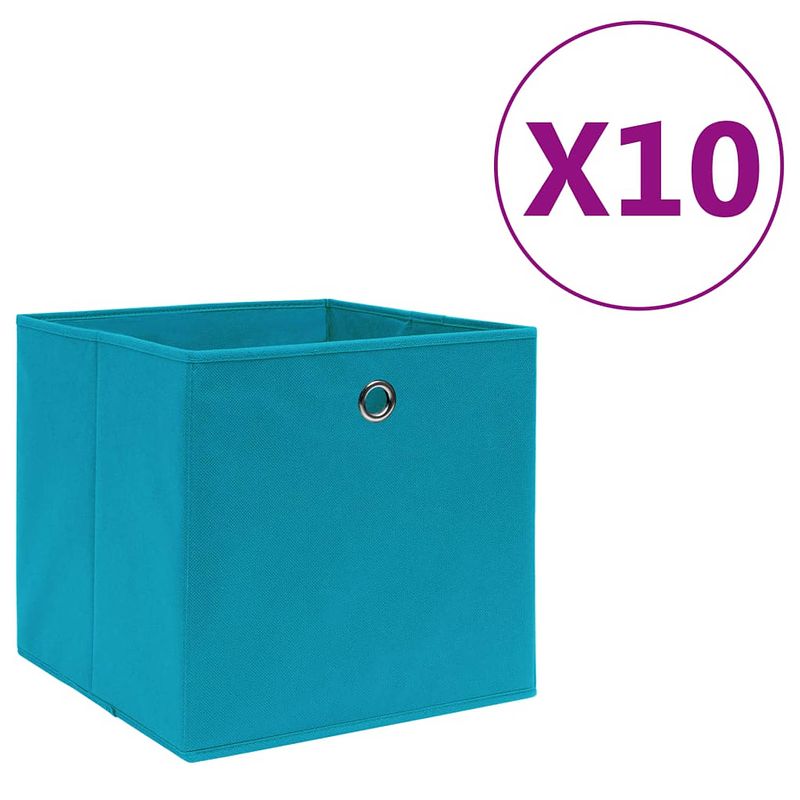 Foto van Vidaxl opbergboxen 10 st 28x28x28 cm nonwoven stof babyblauw