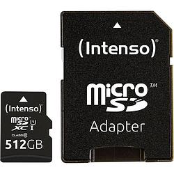 Foto van Intenso premium microsdxc-kaart 512 gb class 10, uhs-i incl. sd-adapter