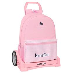 Foto van Schoolrugzak met wielen benetton vichy roze (30 x 46 x 14 cm)