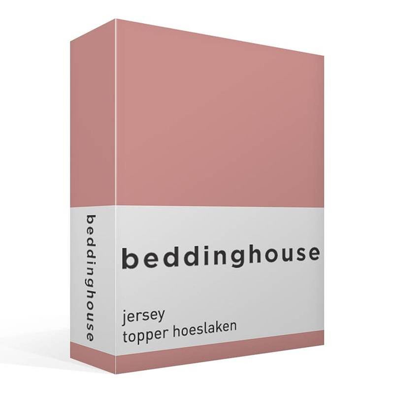 Foto van Beddinghouse jersey topper hoeslaken - 100% gebreide jersey katoen - lits-jumeaux (180x200/220 cm) - pink