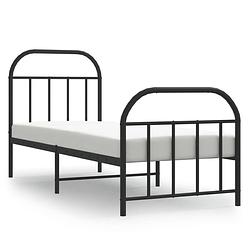 Foto van Vidaxl bedframe met hoofd- en voeteneinde metaal zwart 75x190 cm