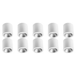 Foto van Opbouwspot 10 pack - pragmi cliron pro - gu10 fitting - opbouw rond - mat wit/zilver - aluminium - verdiept - ø90mm