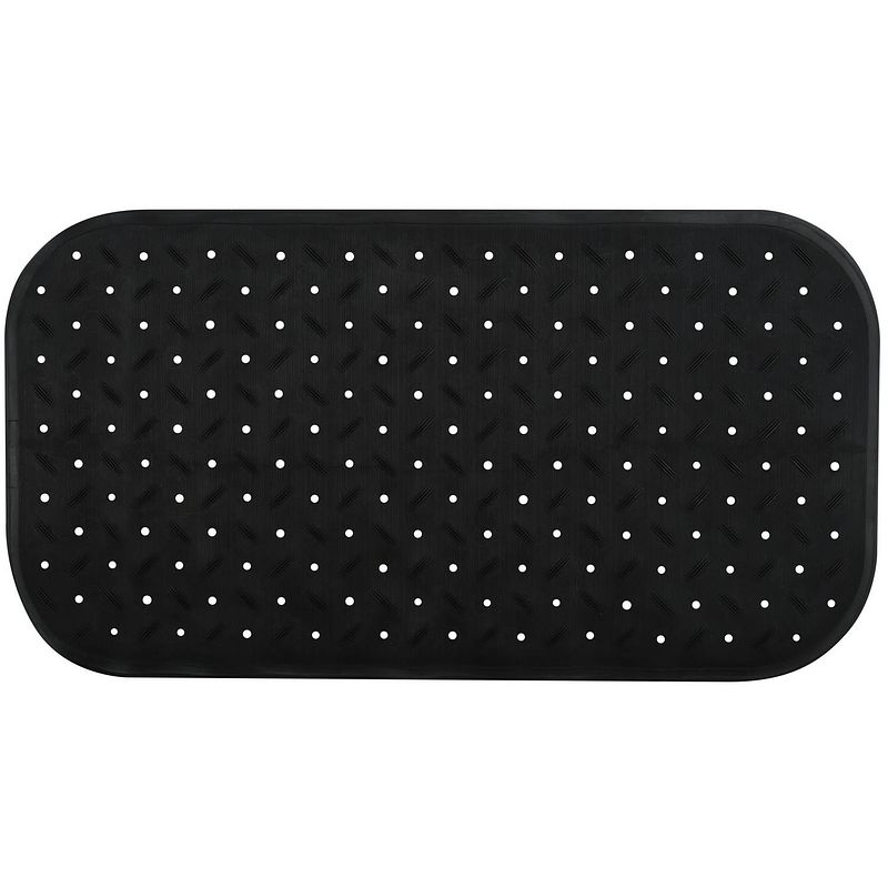 Foto van Msv douche/bad anti-slip mat badkamer - rubber - zwart - 36 x 65 cm - badmatjes