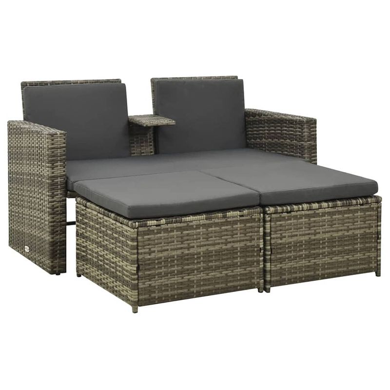 Foto van Vidaxl 3-delige loungeset met kussens poly rattan grijs