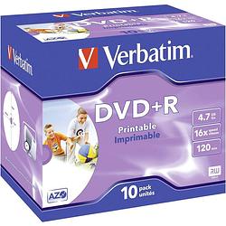 Foto van Verbatim 43508 dvd+r disc 4.7 gb 10 stuk(s) jewelcase bedrukbaar