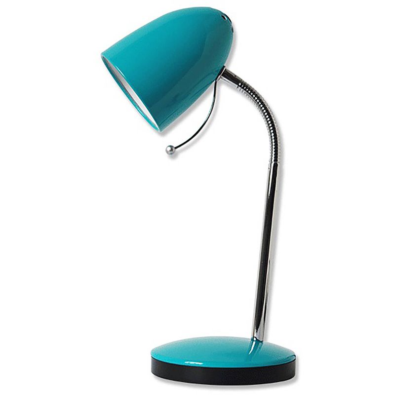 Foto van Led bureaulamp - aigi wony - e27 fitting - flexibele arm - rond - glans blauw