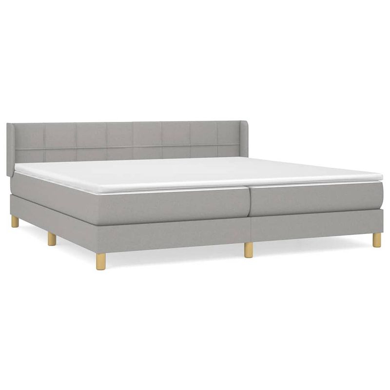 Foto van The living store boxspringbed - lichtgrijs - 203 x 203 x 78/88 cm - duurzaam materiaal - praktisch hoofdbord -