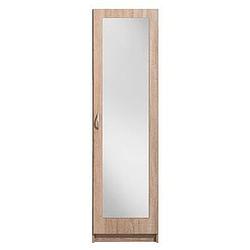 Foto van Kledingkast varia 1-deurs inclusief spiegel - licht eiken - 175x49x50 cm - leen bakker