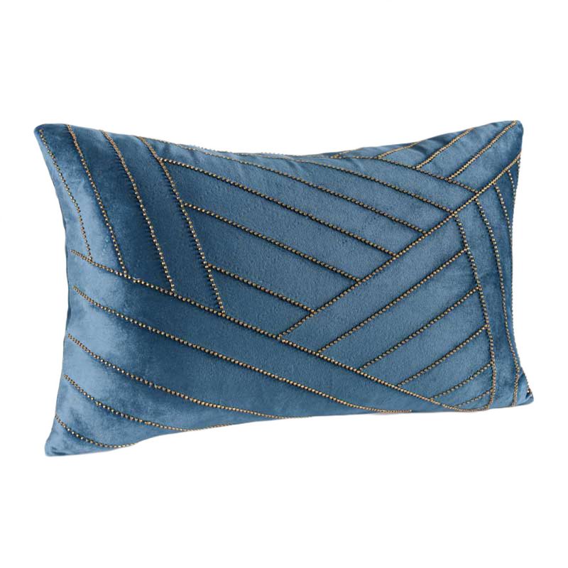 Foto van Casa di elturo sierkussen velvet geometrie pearl - blauw - goud - 30 x 50 cm (incl. vulling)